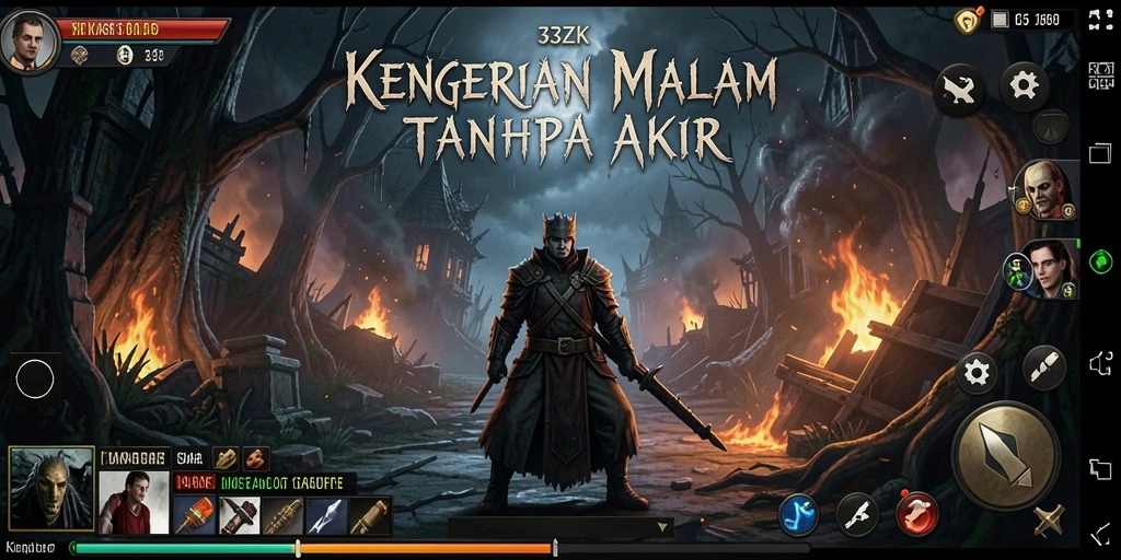 Tampilan gameplay seram dari 33ZK dengan efek cahaya yang menakutkan.