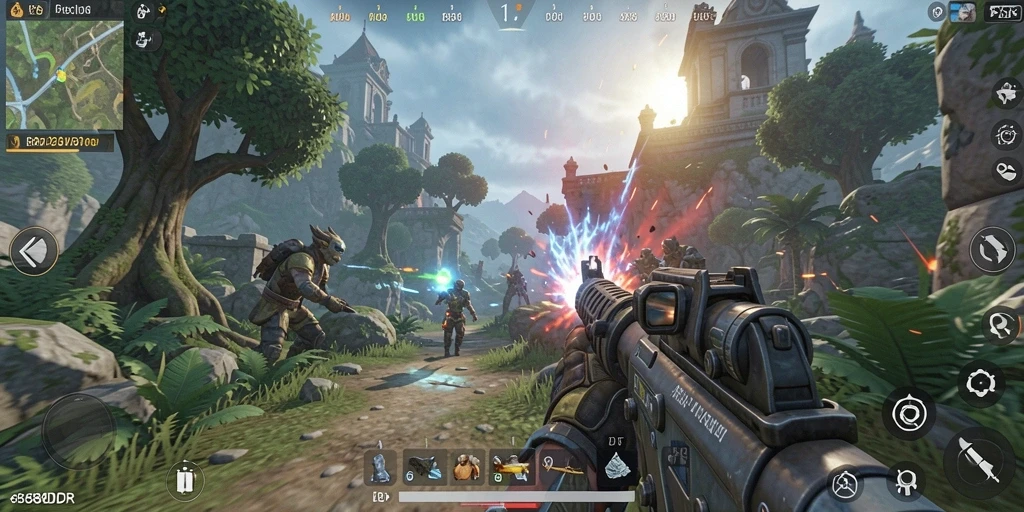 Tampilan gameplay mendebarkan dengan aksi tembak-menembak intens.