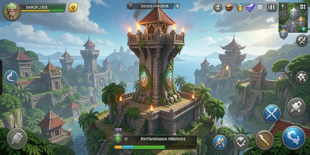 Tampilan menarik dari gameplay Tower Defense yang mendebarkan.