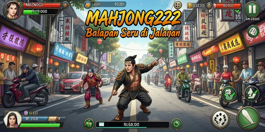 Tangkapan layar menunjukkan aksi balapan mendebarkan di MAHJONG222.