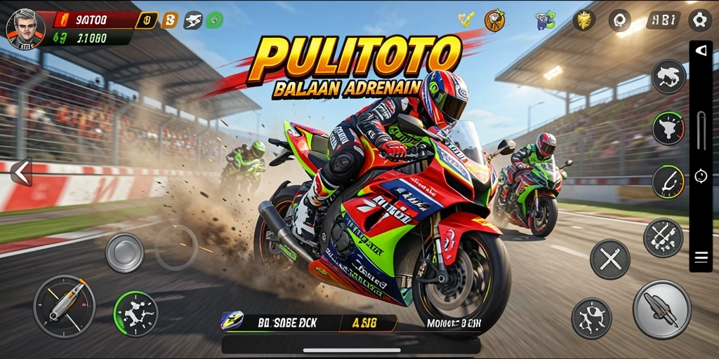 Screenshot PULITOTO menampilkan momen balapan yang mendebarkan.