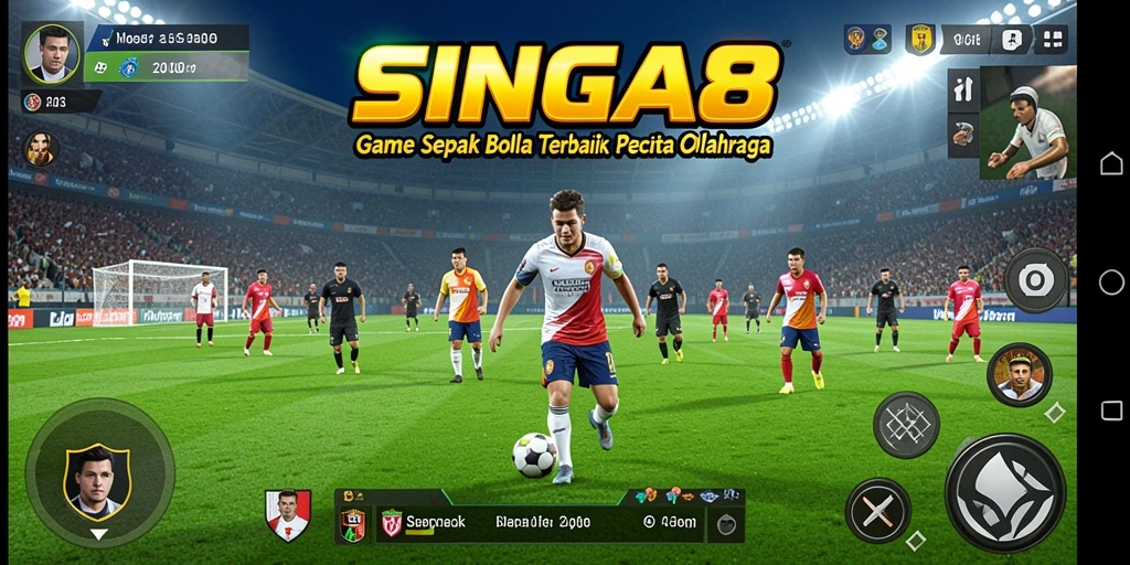 Tampilan gameplay menarik dari SINGA8 yang menyajikan pertandingan sepak bola.