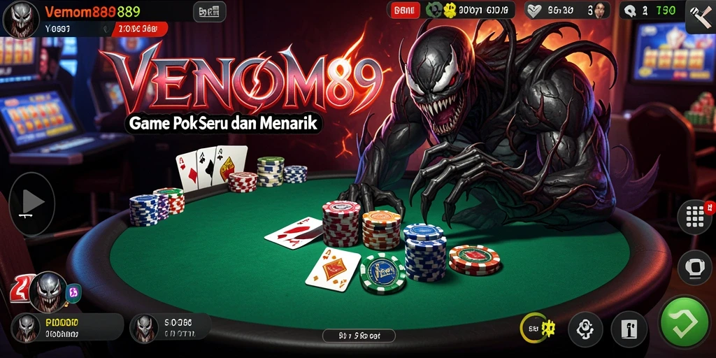 Tangkapan layar VENOM889 menampilkan aksi poker yang mendebarkan.